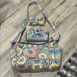 Vera Bradley Colorful Mosaic Patterned Women's Bag Set